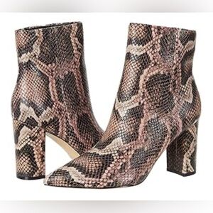 Marc Fisher Ulani Snakeskin print Leather Booties Pointed toe Block heel 9.5